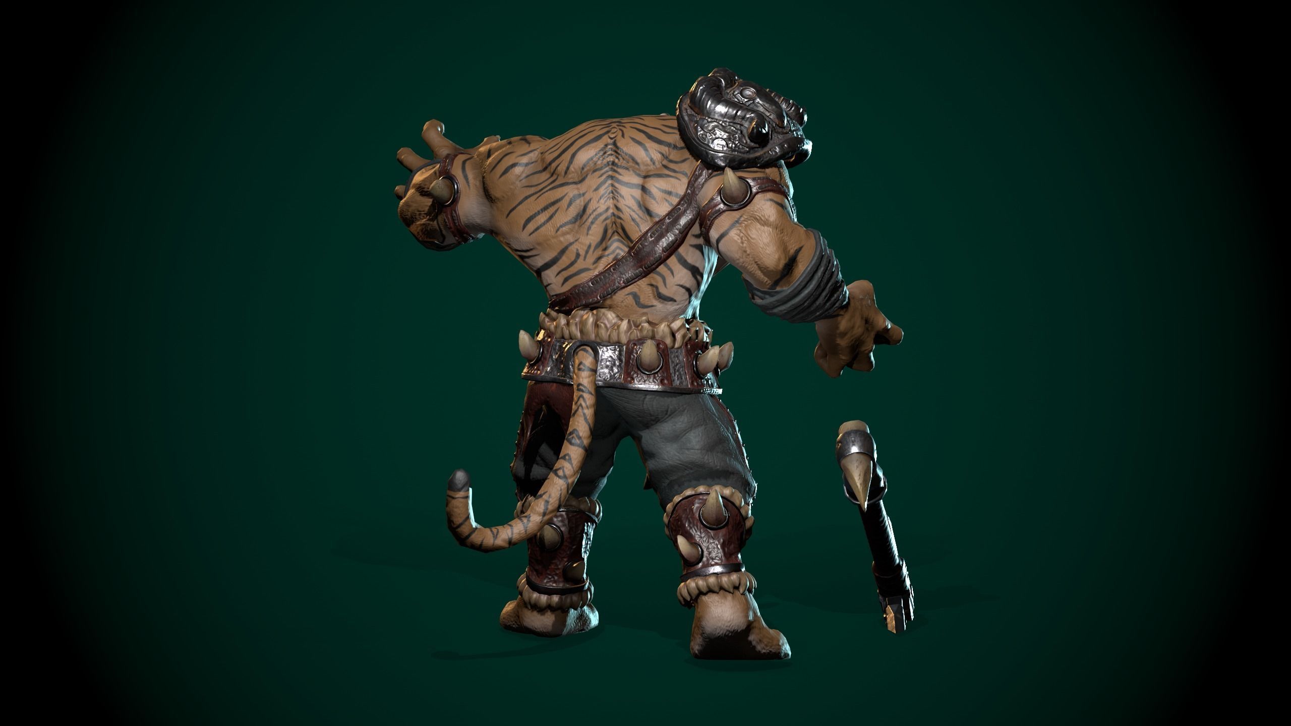 Tiger warrior Low-poly Animated 3D model Low-poly 3D model_16