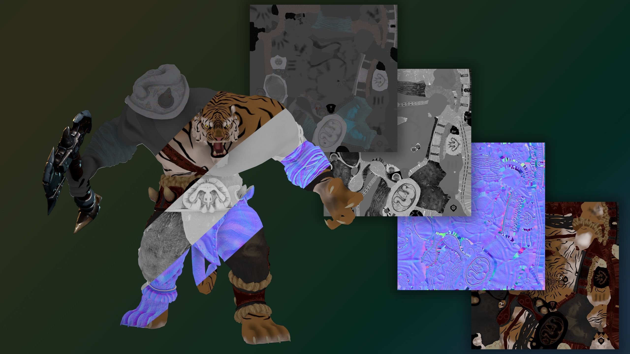 Tiger warrior Low-poly Animated 3D model Low-poly 3D model_21