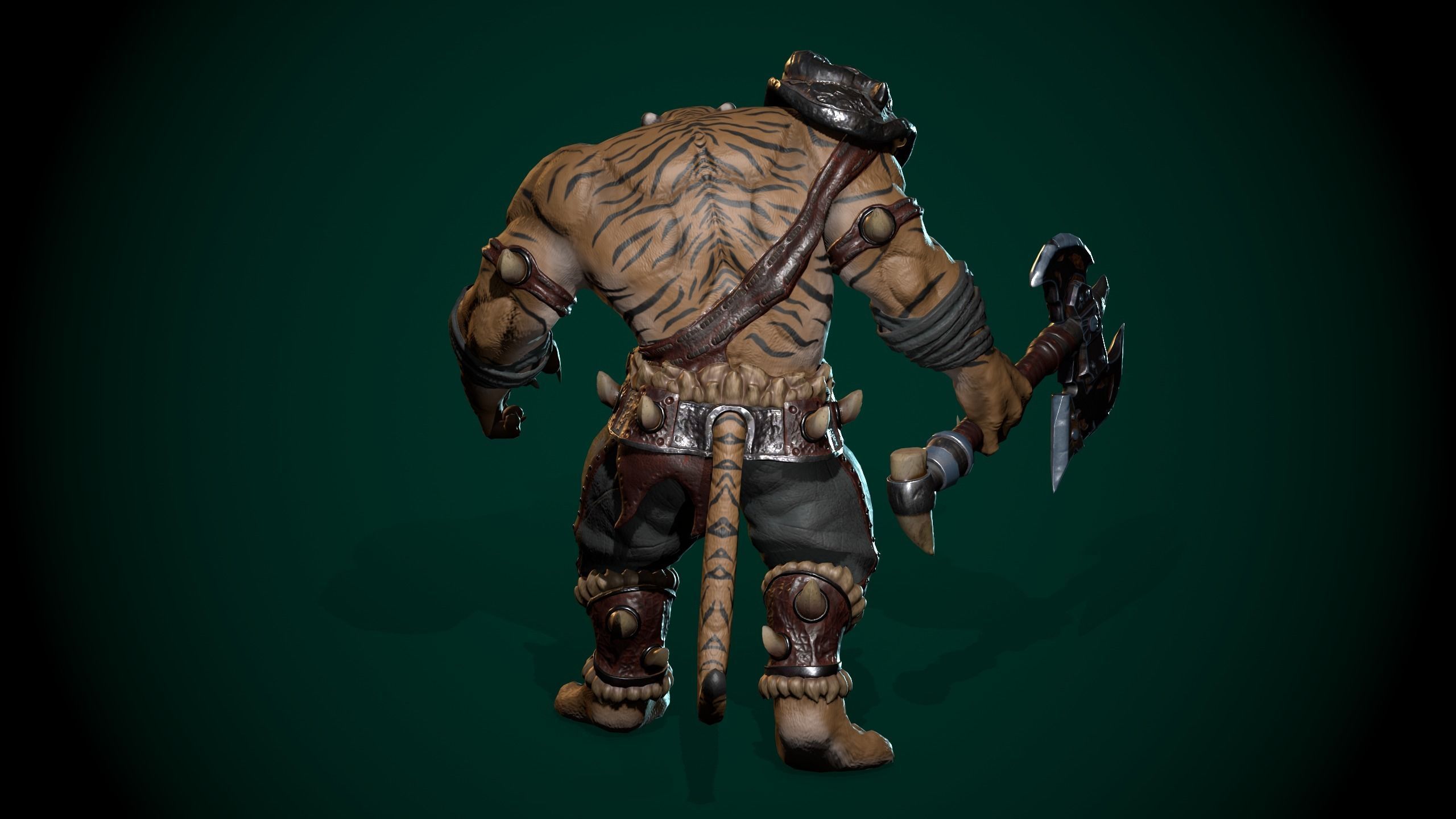 Tiger warrior Low-poly Animated 3D model Low-poly 3D model_2