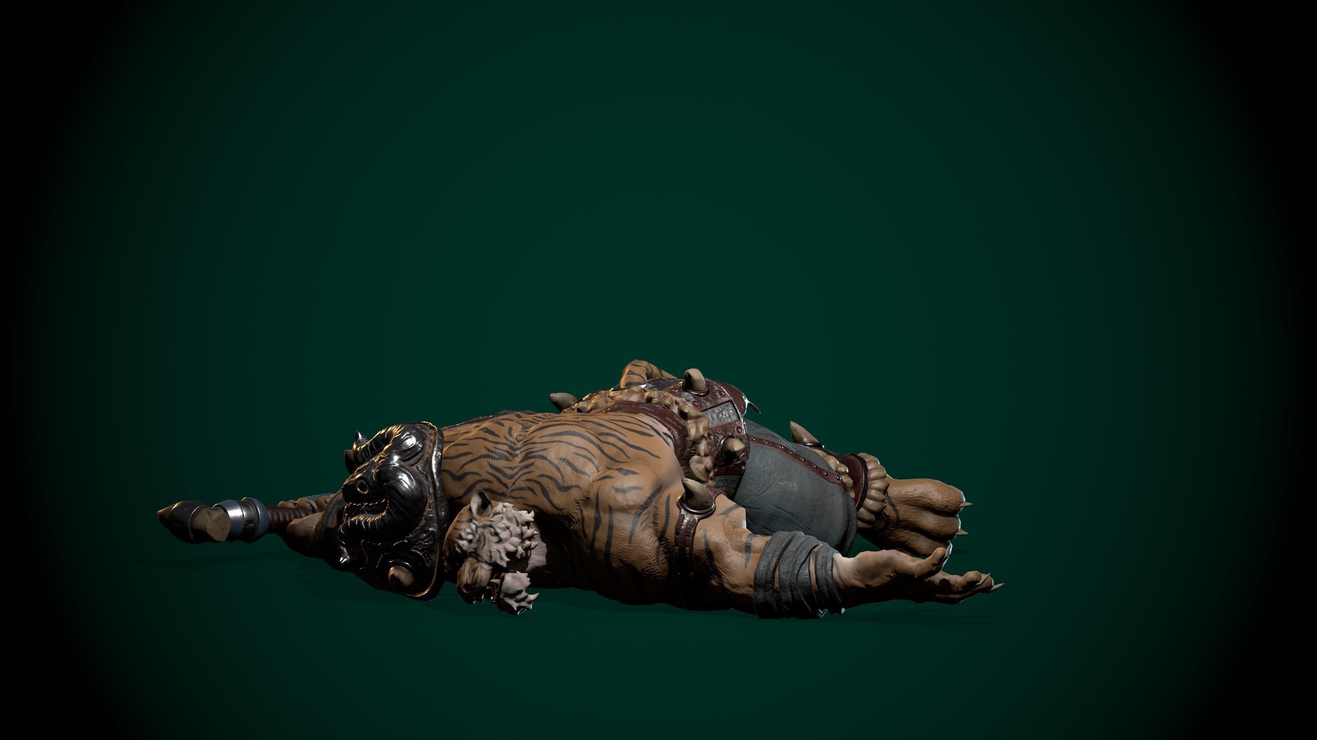 Tiger warrior Low-poly Animated 3D model Low-poly 3D model_20