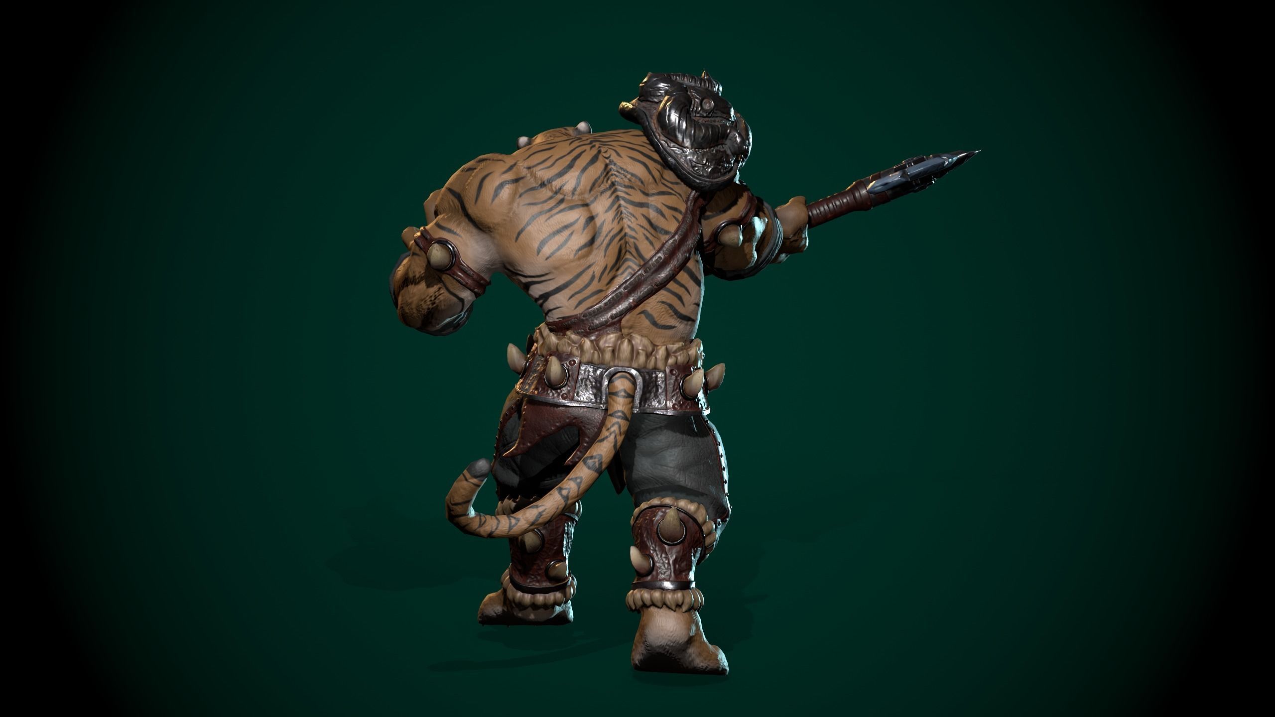 Tiger warrior Low-poly Animated 3D model Low-poly 3D model_14