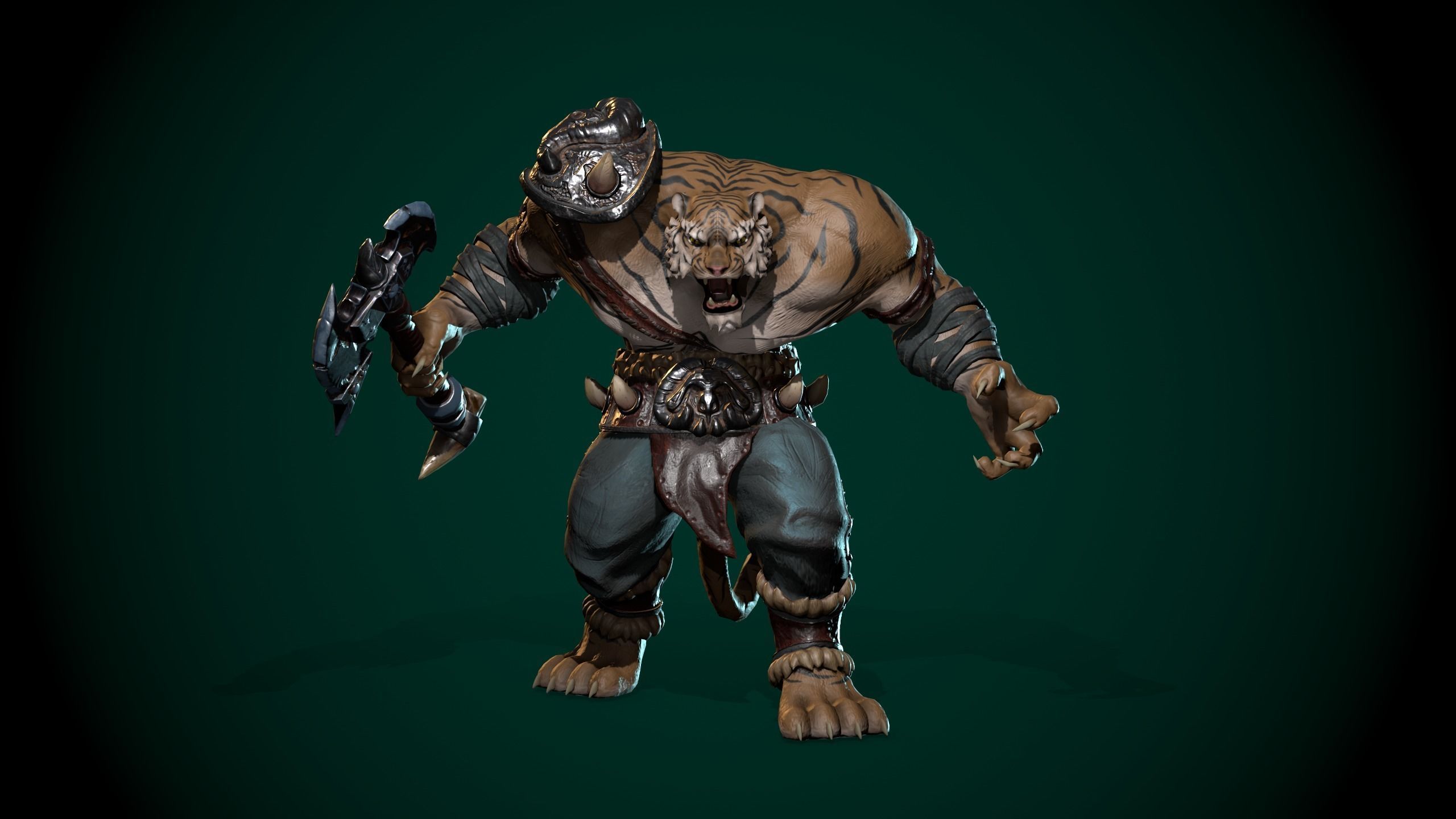 Tiger warrior Low-poly Animated 3D model Low-poly 3D model_12