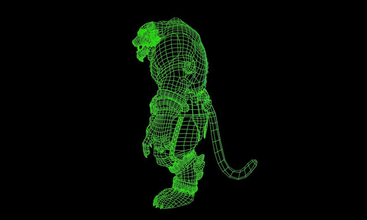 Tiger warrior Low-poly Animated 3D model Low-poly 3D model_10