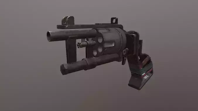 Post apocalyptic revolver  Low-poly 3D model