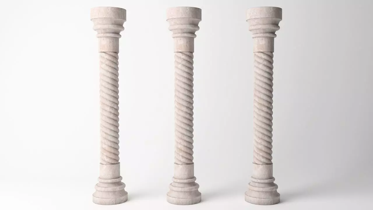 Antique Column 01 Low-poly 3D model_0