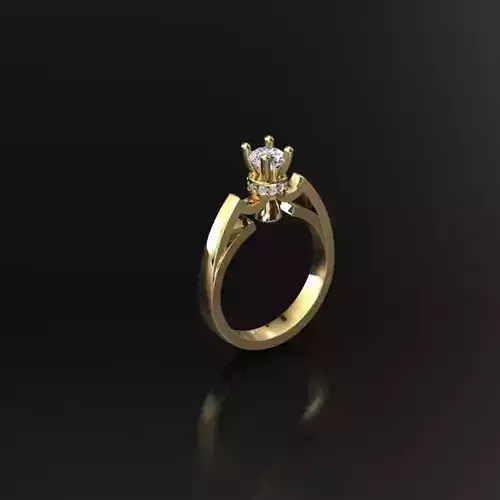 3d ring gold engagement with diamond in center