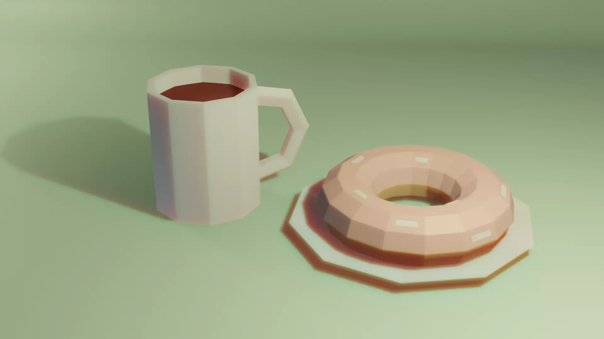 Low poly cup and donut Free low-poly 3D model