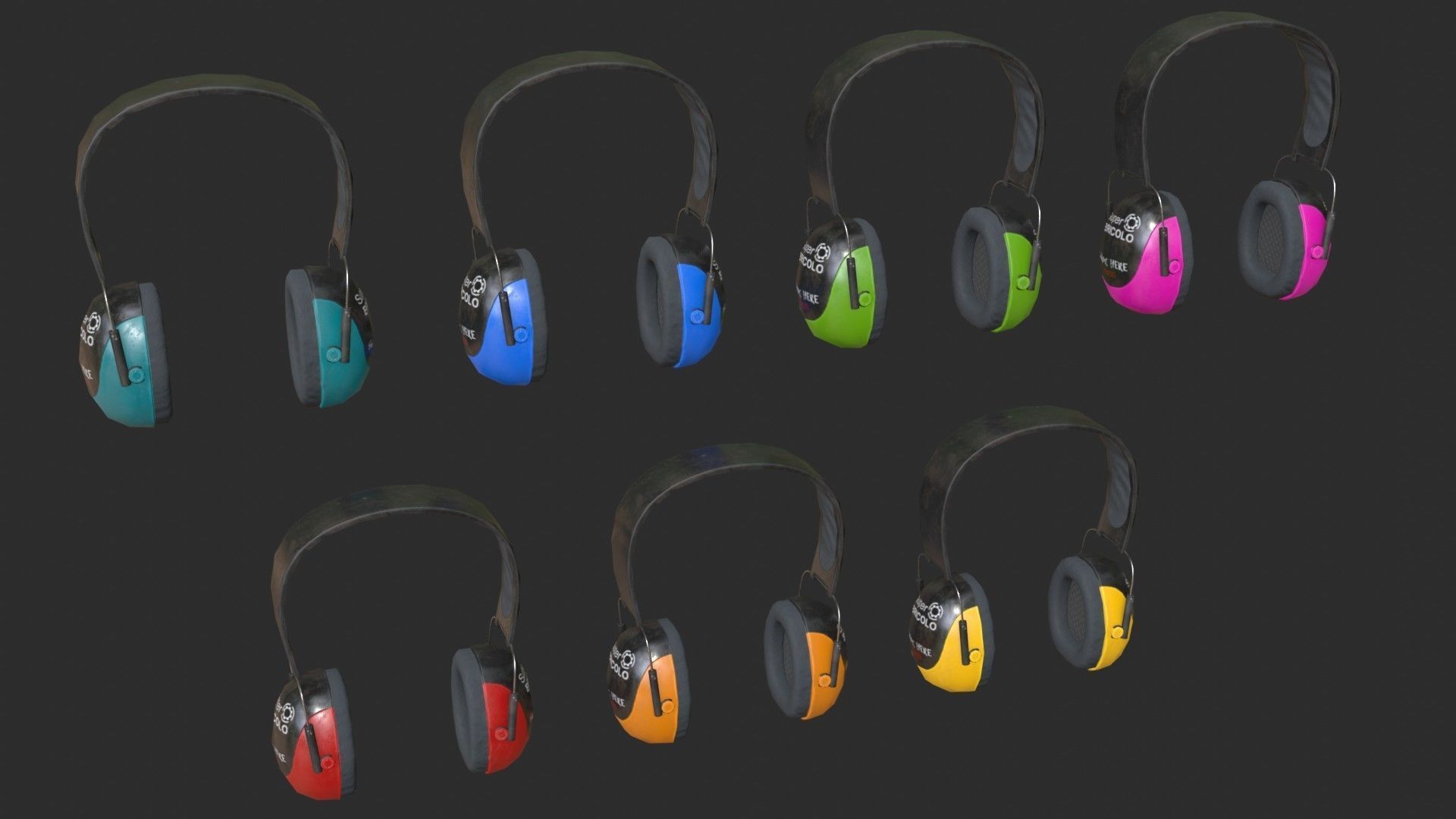 Hearing Protection - Earmuffs Low-poly 3D model_2