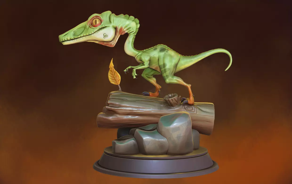 Stylized Dinosaur Compsognathus 3D print model