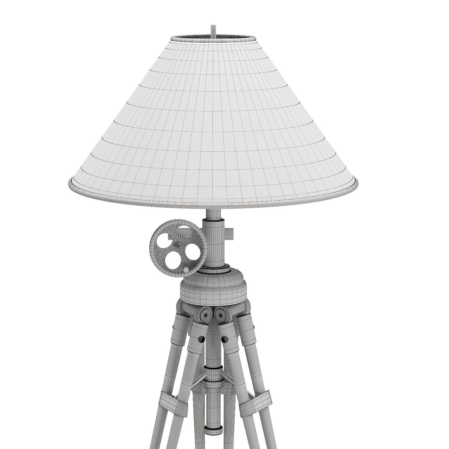 Vintage Tripod Floor Lamp 3D model_5
