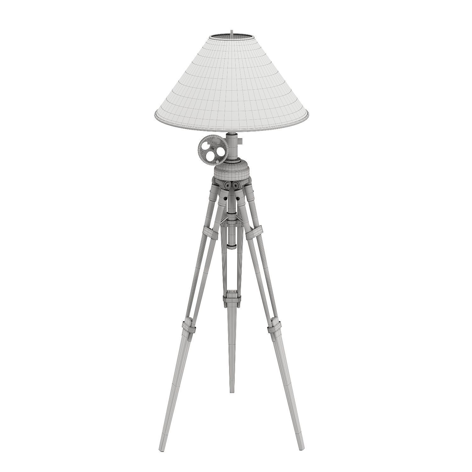 Vintage Tripod Floor Lamp 3D model_4