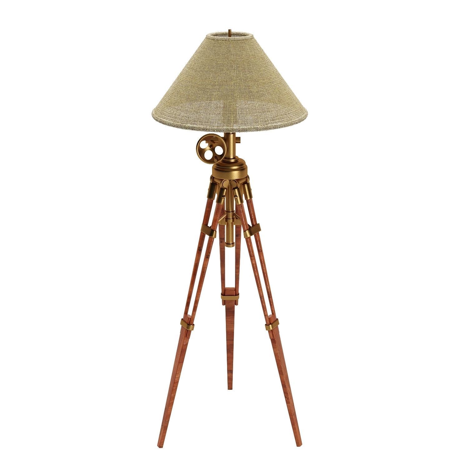 Vintage Tripod Floor Lamp 3D model_3