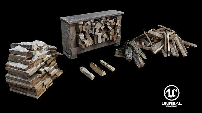 Firewood set 1 UE4 Low-poly 3D model