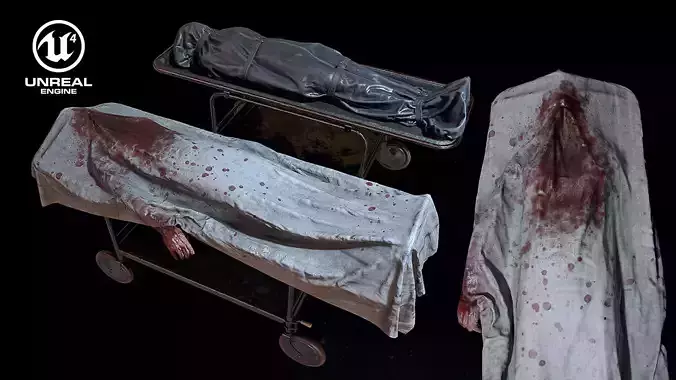 Corpses Bodybags set 1 UE4 Low-poly 3D model