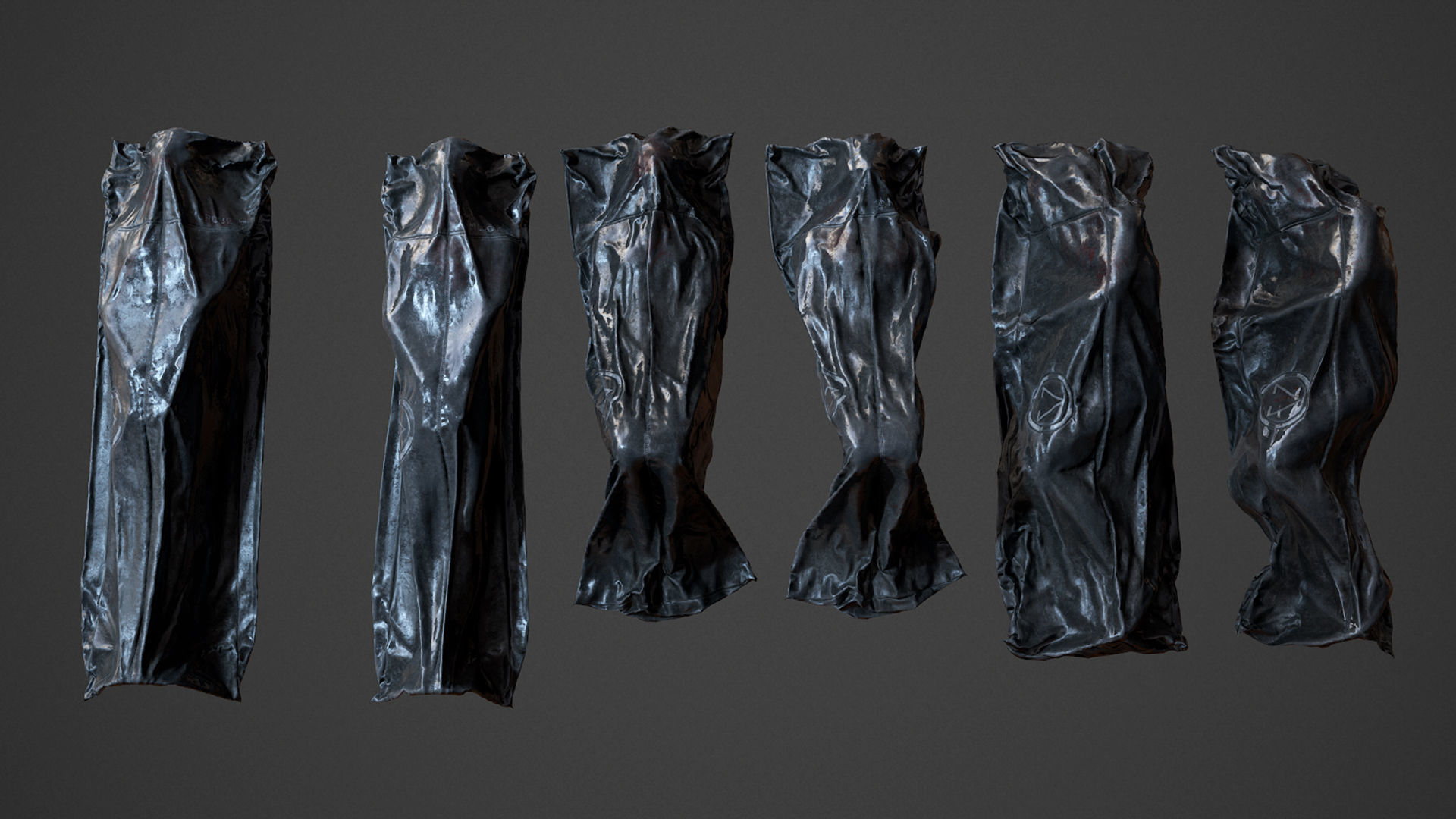 Corpses Bodybags set 1 UE4 Low-poly 3D model_6