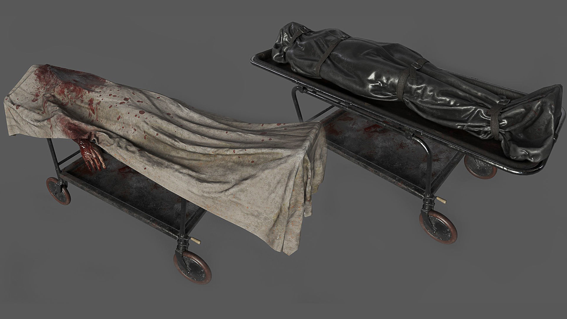 Corpses Bodybags set 1 UE4 Low-poly 3D model_12