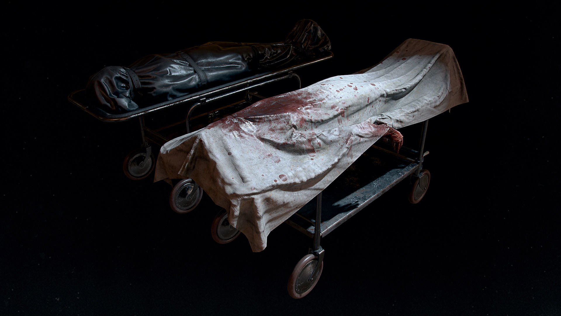 Corpses Bodybags set 1 UE4 Low-poly 3D model_7