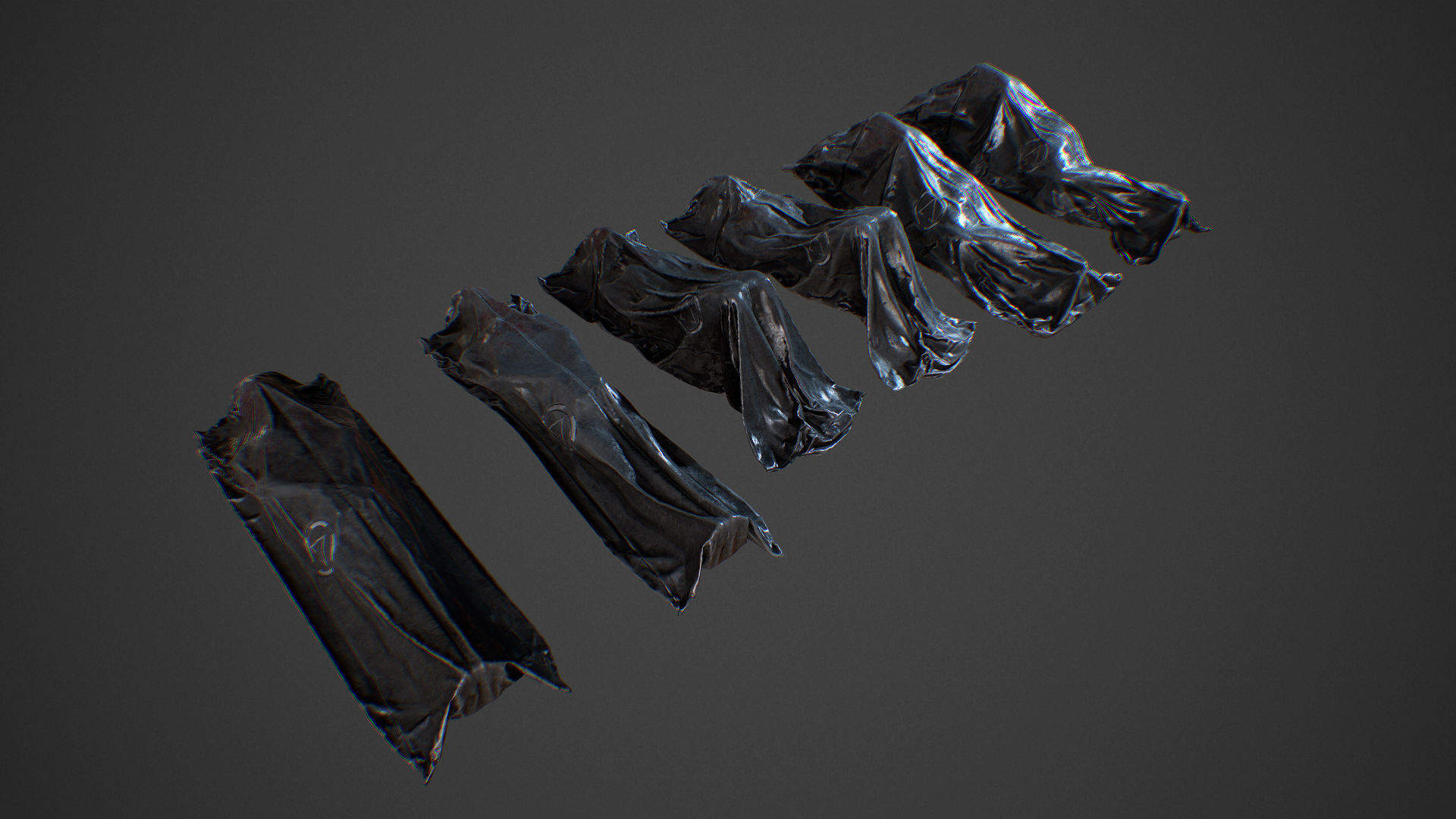 Corpses Bodybags set 1 UE4 Low-poly 3D model_11