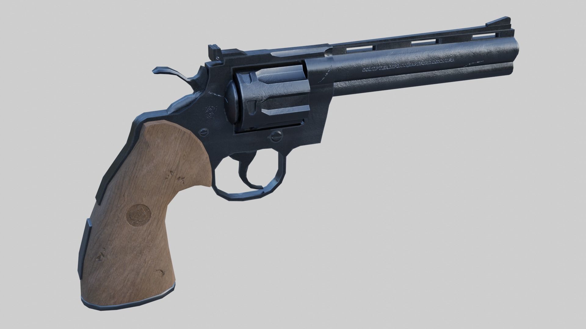  Revolver Magnum Colt Python Low-poly 3D model_1