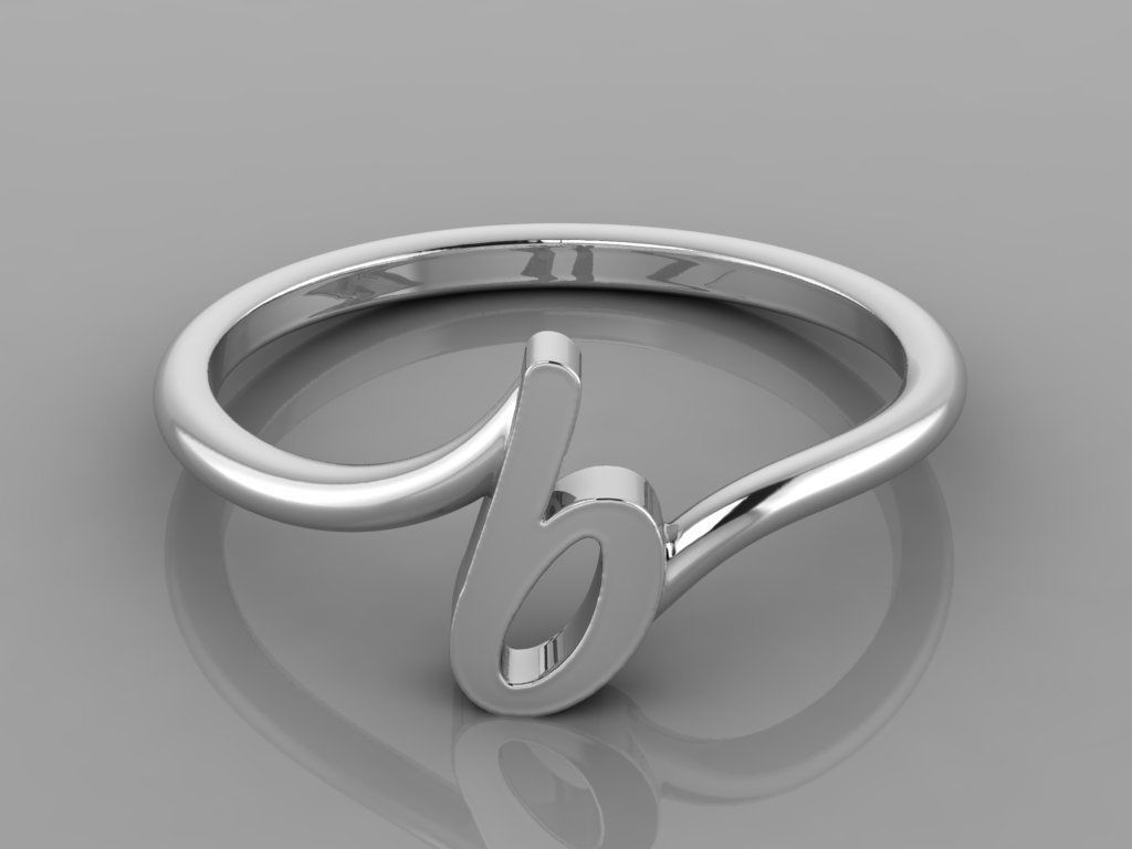 Alphabet Ring  B 3D print model_8