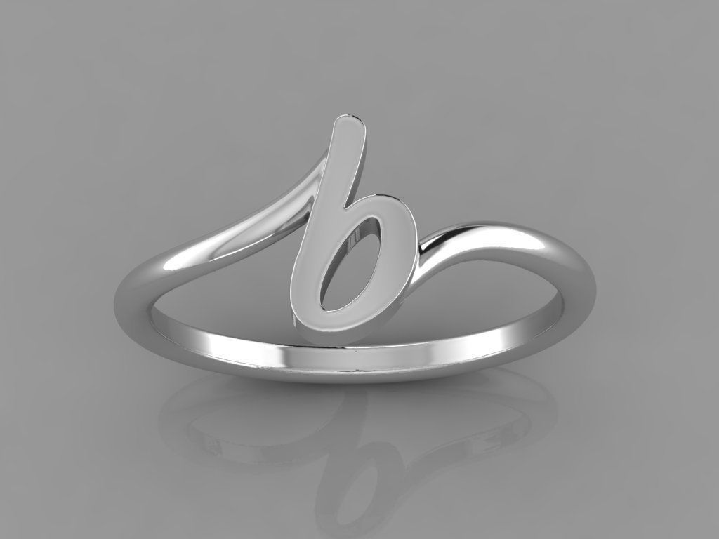 Alphabet Ring  B 3D print model_6