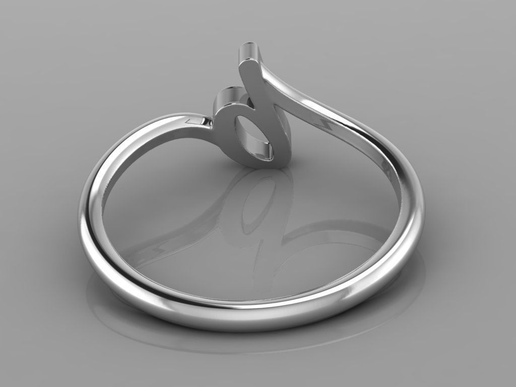 Alphabet Ring  B 3D print model_9