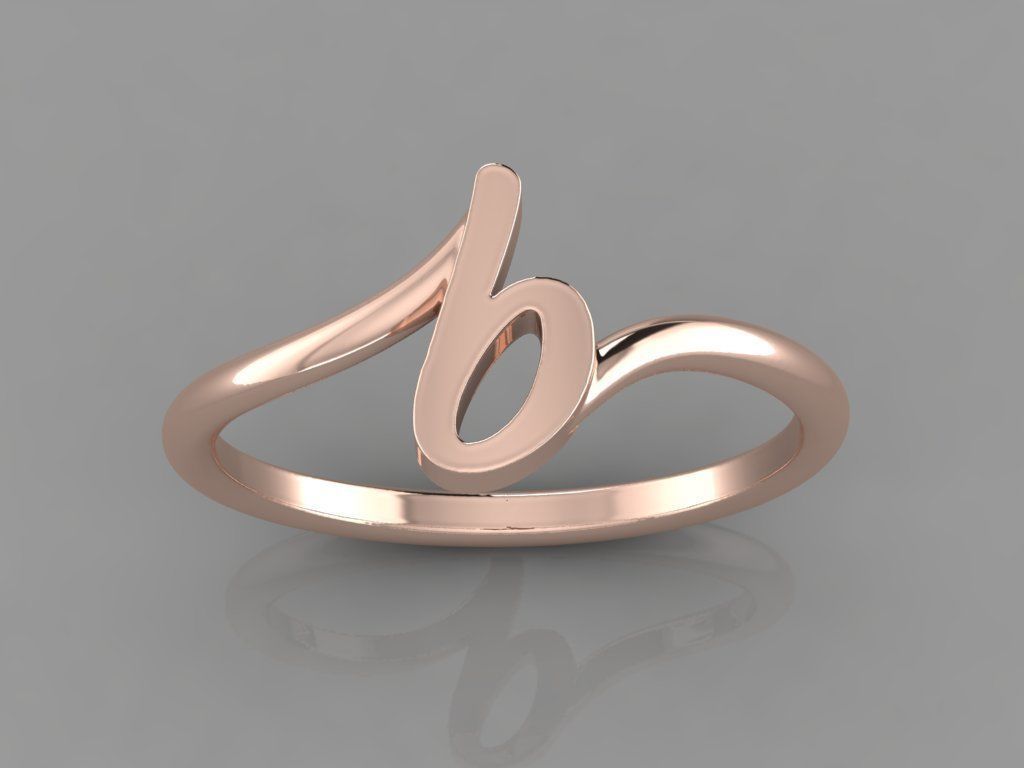 Alphabet Ring  B 3D print model_2