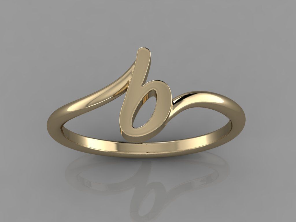 Alphabet Ring  B 3D print model_10