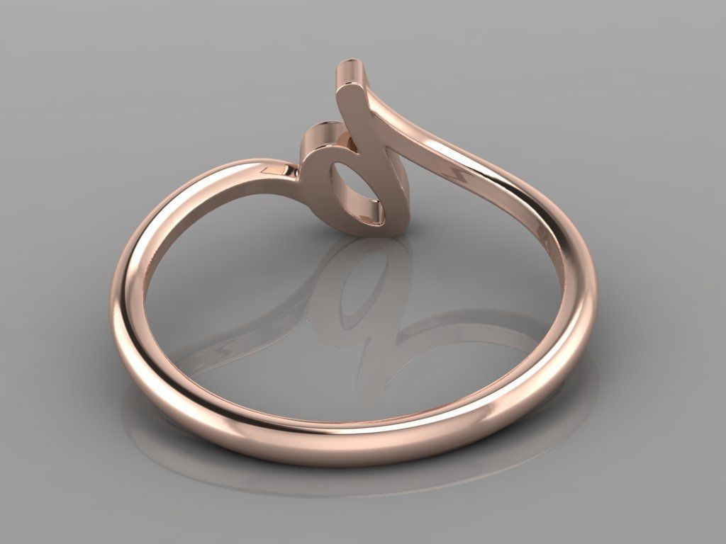 Alphabet Ring  B 3D print model_5