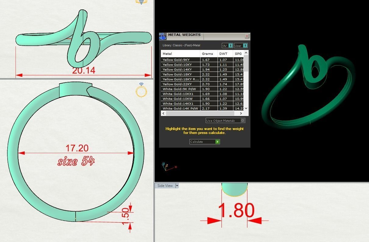 Alphabet Ring  B 3D print model_1