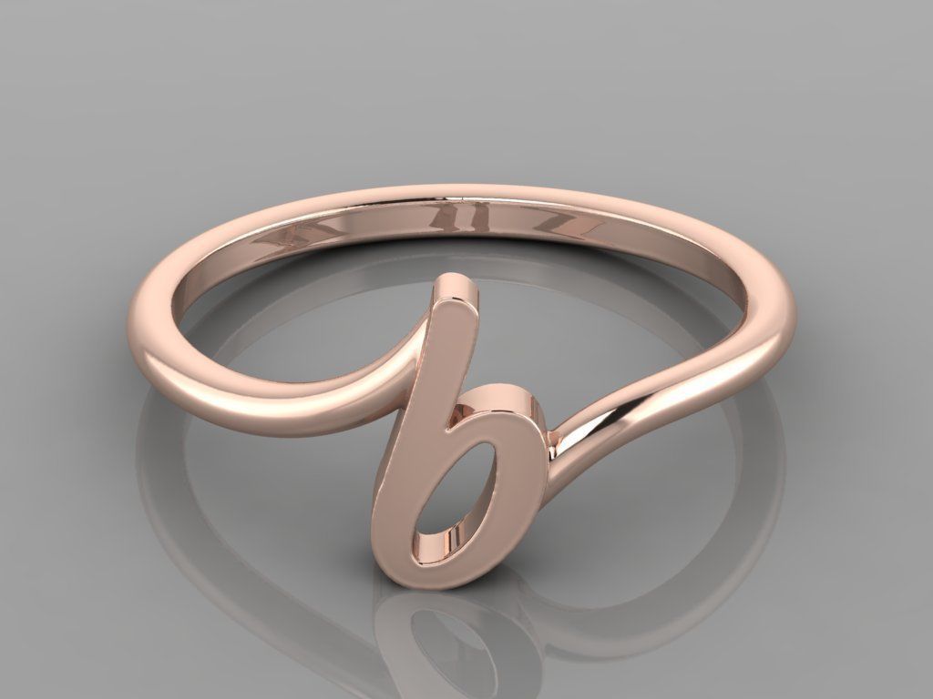 Alphabet Ring  B 3D print model_4