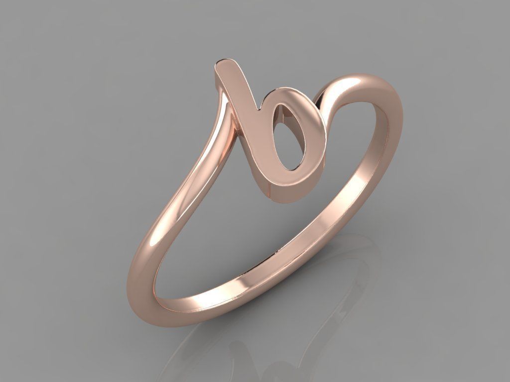 Alphabet Ring  B 3D print model_3