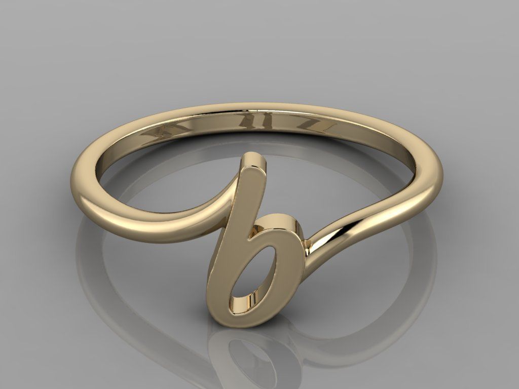 Alphabet Ring  B 3D print model_11