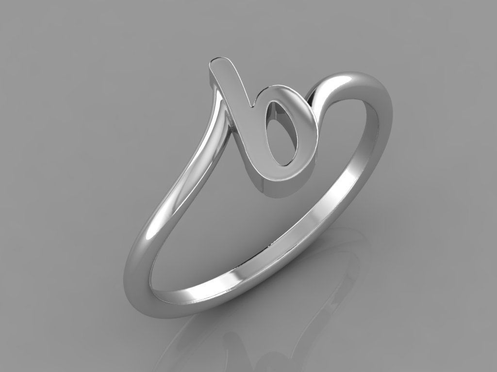 Alphabet Ring  B 3D print model_7