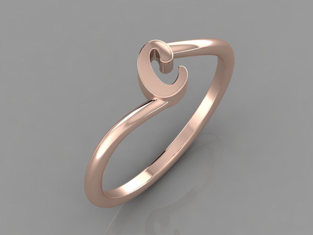 Alphabet Ring C 3D print model_3