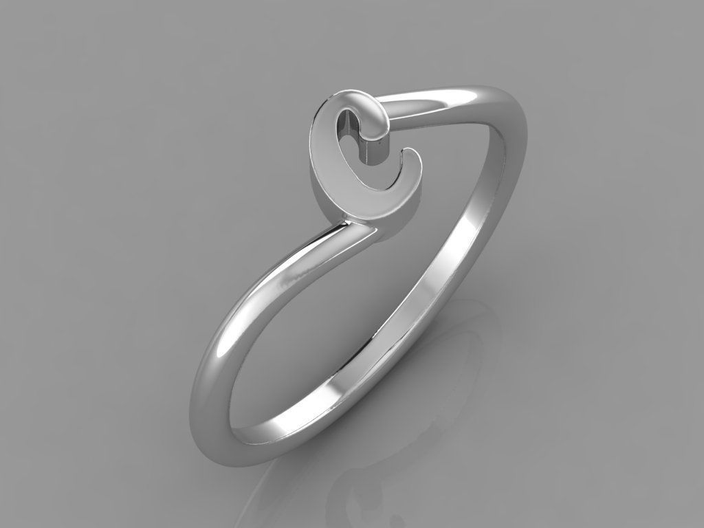 Alphabet Ring C 3D print model_7