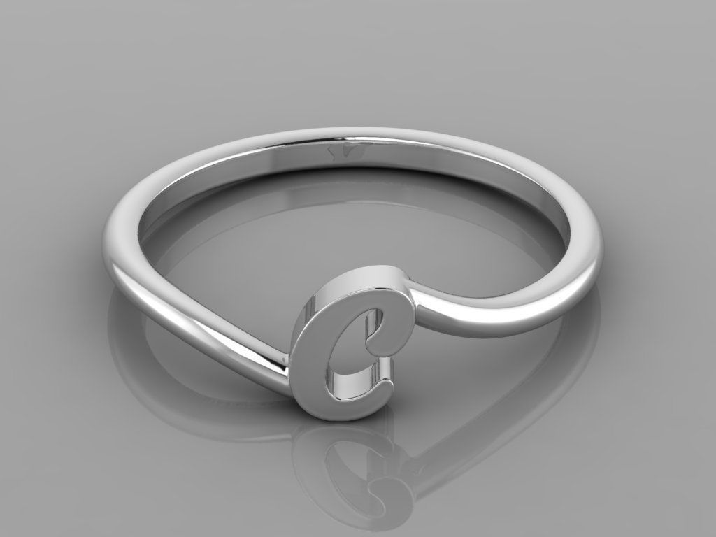 Alphabet Ring C 3D print model_8