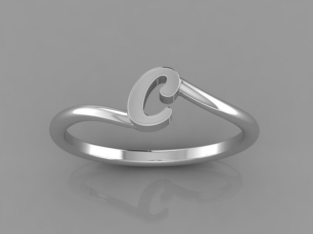 Alphabet Ring C 3D print model_6