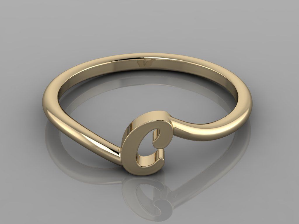Alphabet Ring C 3D print model_11