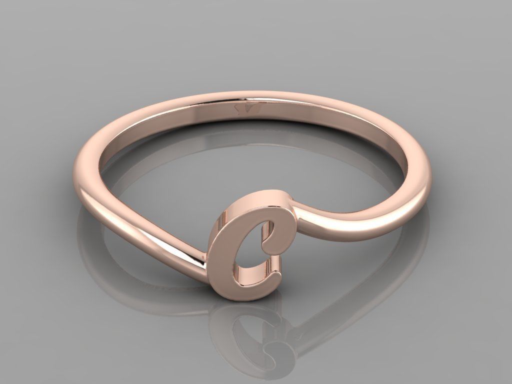 Alphabet Ring C 3D print model_4