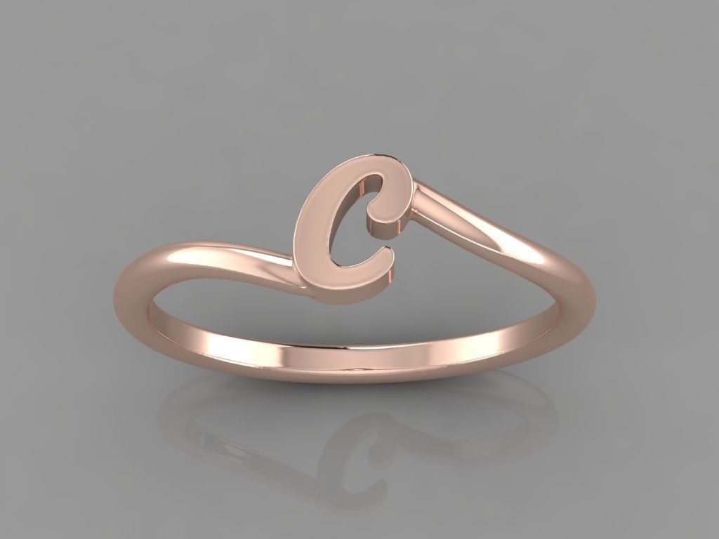 Alphabet Ring C 3D print model_2