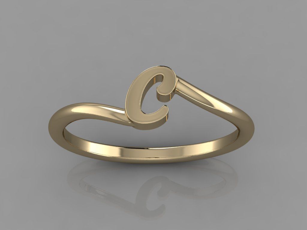 Alphabet Ring C 3D print model_10