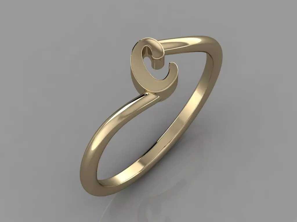 Alphabet Ring C 3D print model_0
