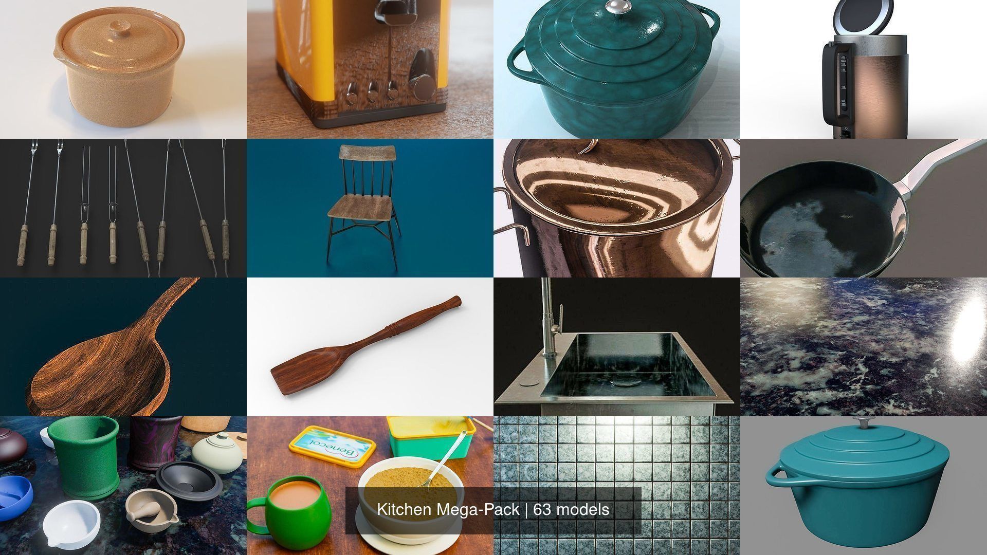 Kitchen 3D Model Mega Pack 3D Model Collection_3