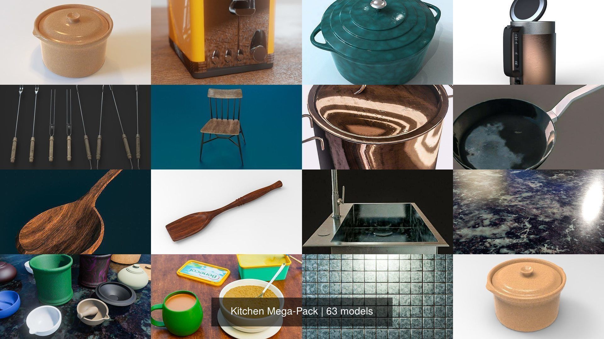 Kitchen 3D Model Mega Pack 3D Model Collection_4