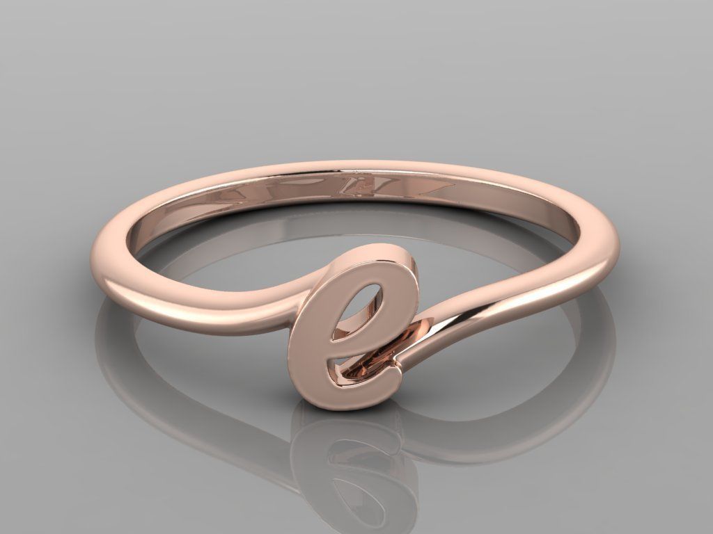Alphabet Ring E 3D print model_4
