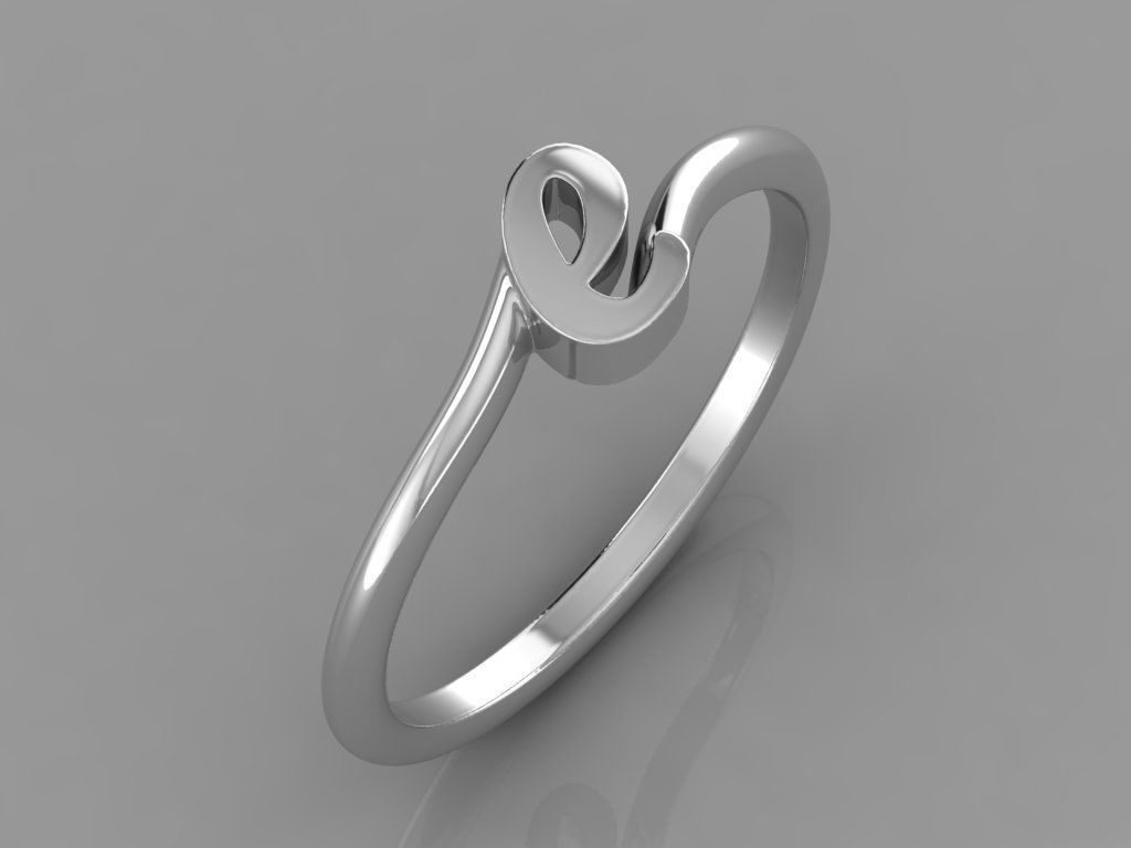 Alphabet Ring E 3D print model_7