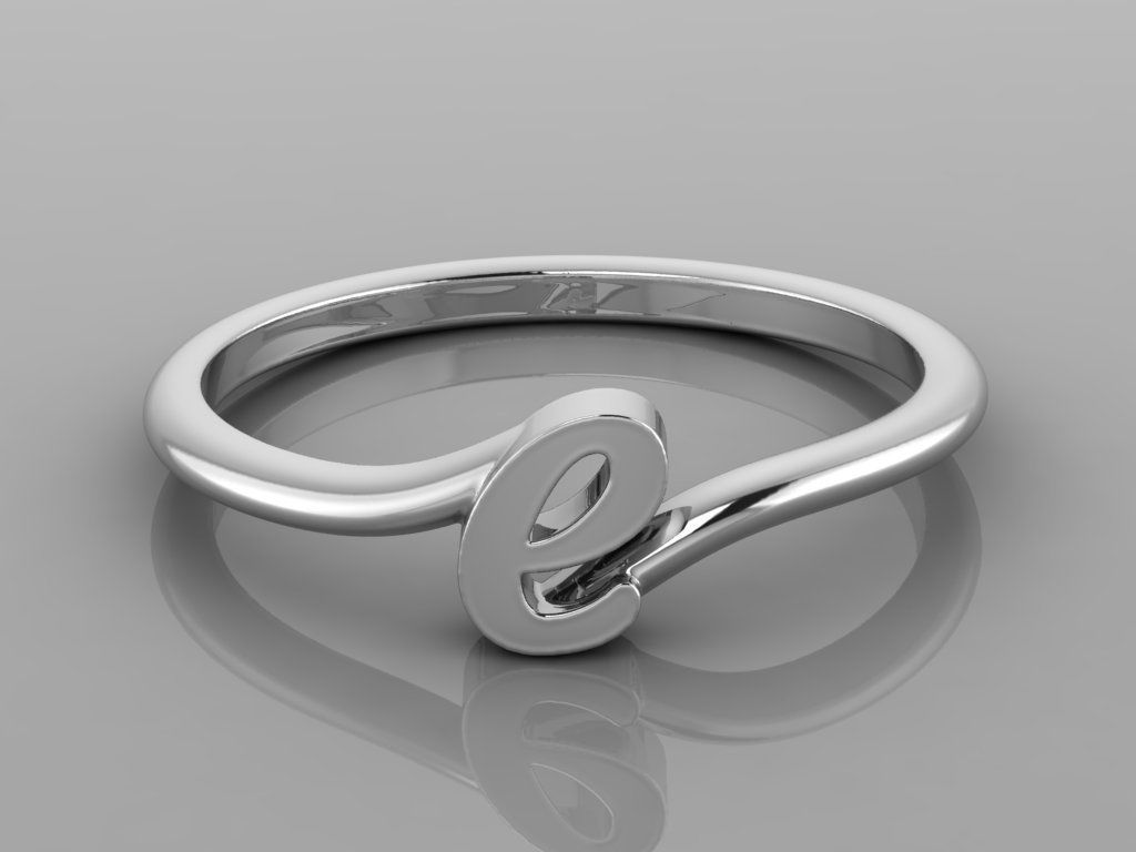 Alphabet Ring E 3D print model_8