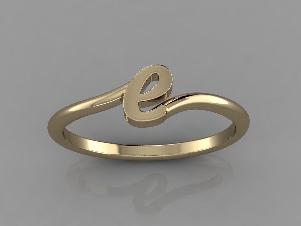 Alphabet Ring E 3D print model_10