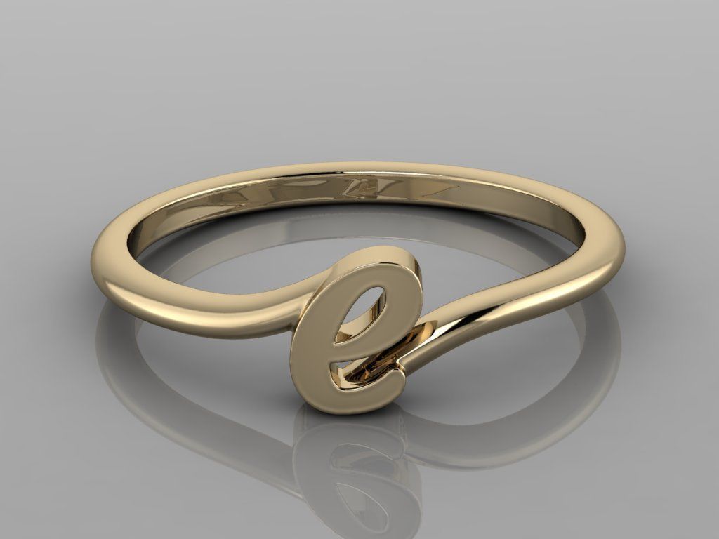 Alphabet Ring E 3D print model_11